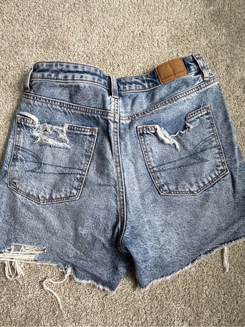American Eagle Outfitters Ripped High-Rise Denim Shorts - Light Blue Wash - Picture 3 of 4